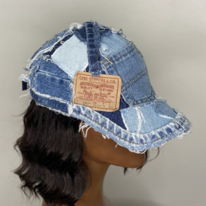 Nón bucket patchwork jean